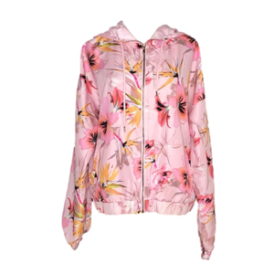 Pink floral windbreaker jacket